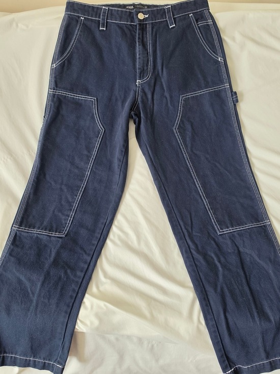Zara Denim - Zara High Rise Carpenter Pants Dark Blue Size 31